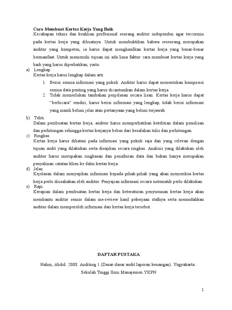 Cara Membuat Kertas Kerja Audit | PDF | Pengelolaan Keuangan & Uang