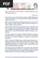 Download Burma Democratic Concern BDC UNHCR Malaysia must avoid discrimination by Burma Democratic Concern BDC SN30919209 doc pdf