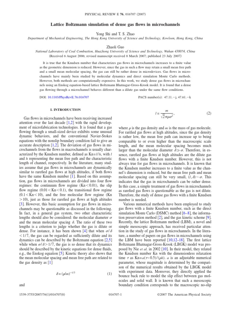 ZHAO - 2007 - Lattice Boltzmann Simulation of Dense Gas Flows in ...