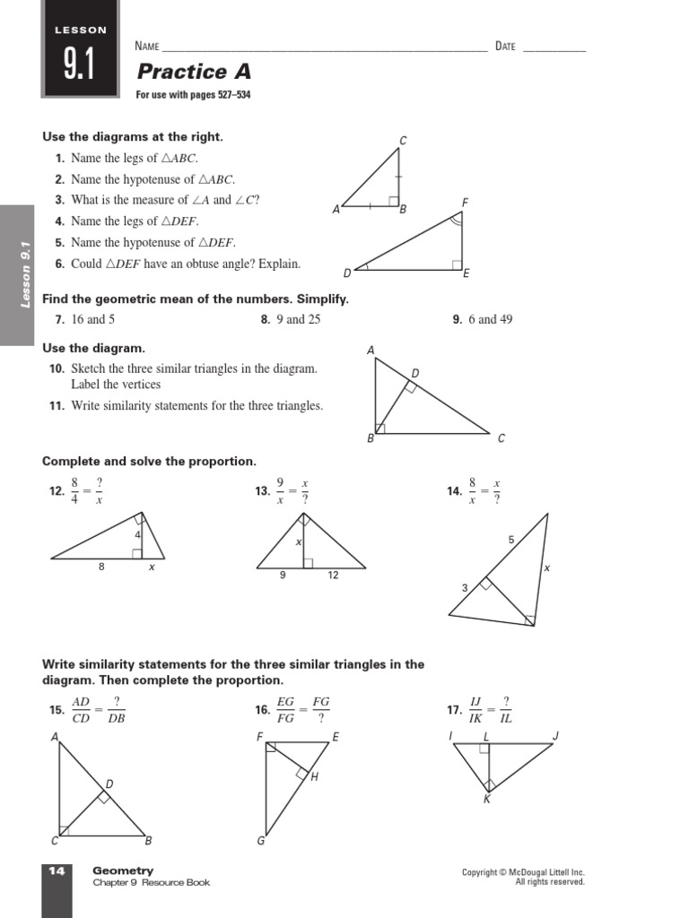 geometry chapter 9 worksheets | Trigonometric Functions | Sine