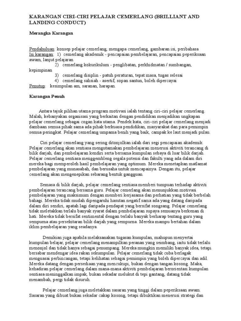 Ciri Pelajar Cemerlang Pdf
