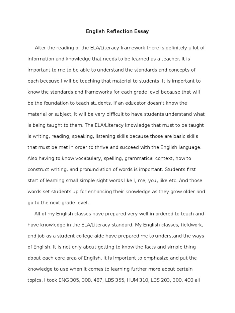 English Reflection and Teaching Insights | PDF | English Language ...