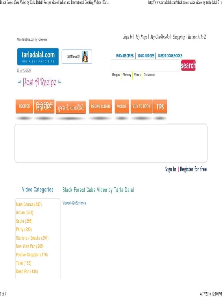 Black Forest Cake by Tarla Dalal | PDF | Cakes | Desserts