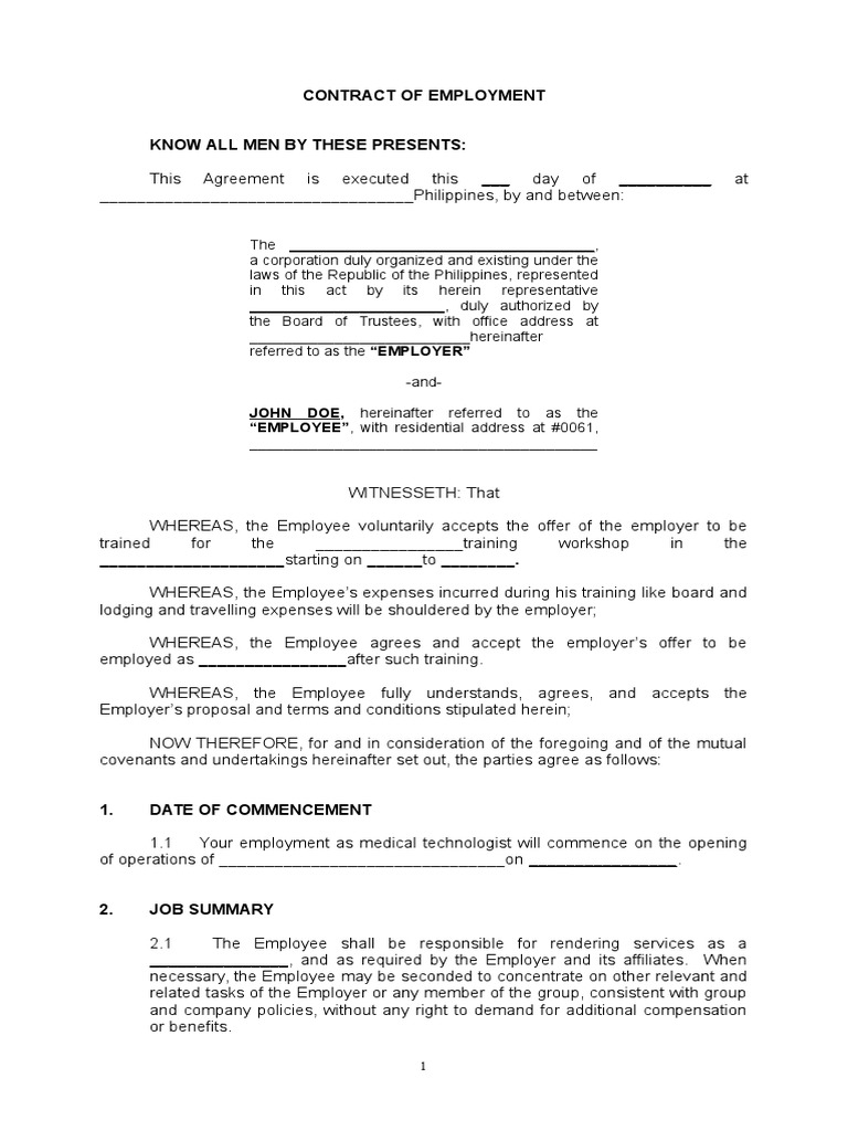 Employee Training Contract Template | PDF | Liquidated Damages ...