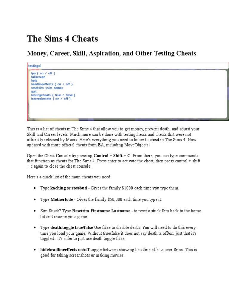 The Sims 4 Cheats Cheating In Video Games Gaming - 