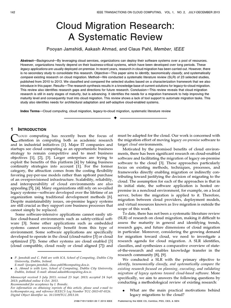 Cloud Migration: A Systematic Review | PDF | Service Oriented ...