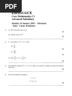 Jan 2005 Core 1 Paper