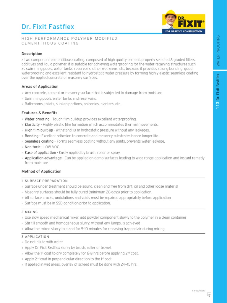 DR Fixit Fastflex | PDF | Concrete | Manmade Materials