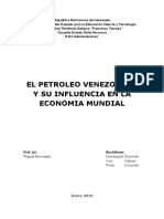 El Petroleo Venezolano y Su Influencia en La Economia Mundial - Ensayo