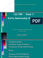 Database Management Systems & Programming LIS 558 - Week 2 Entity Relationship Modeling I
