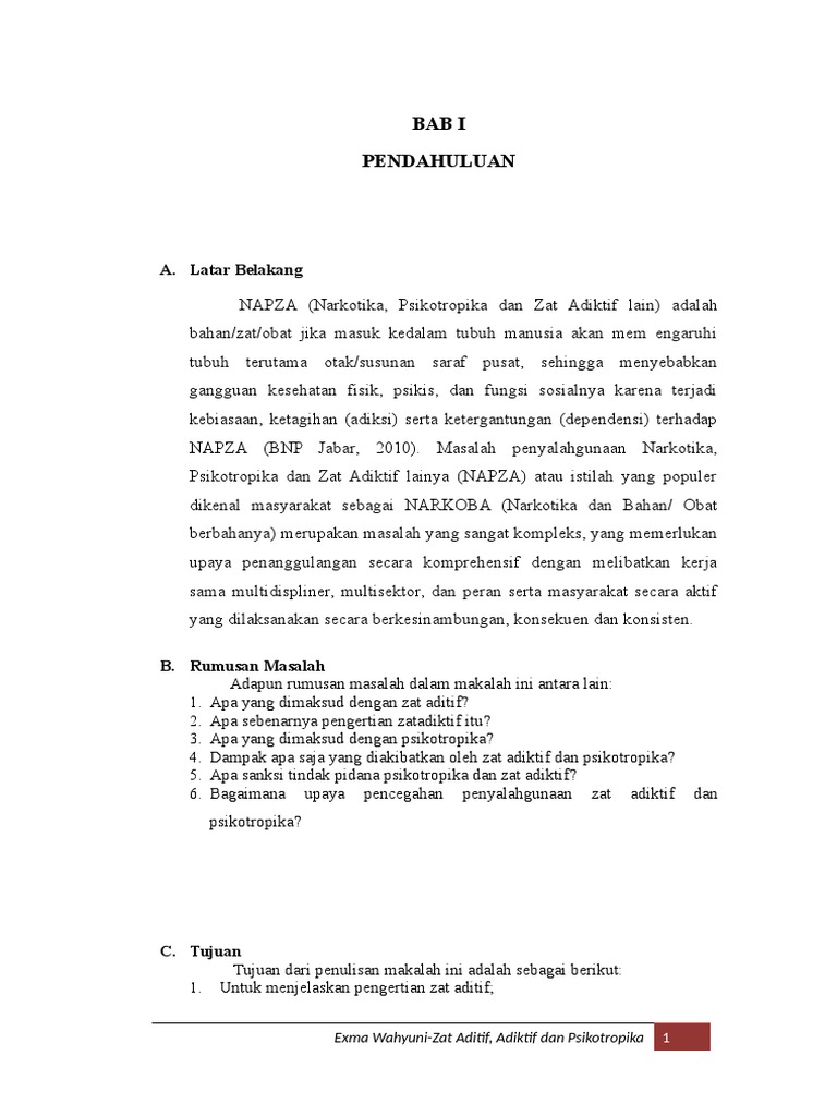 Makalah Zat Adiktif Contoh Makalah