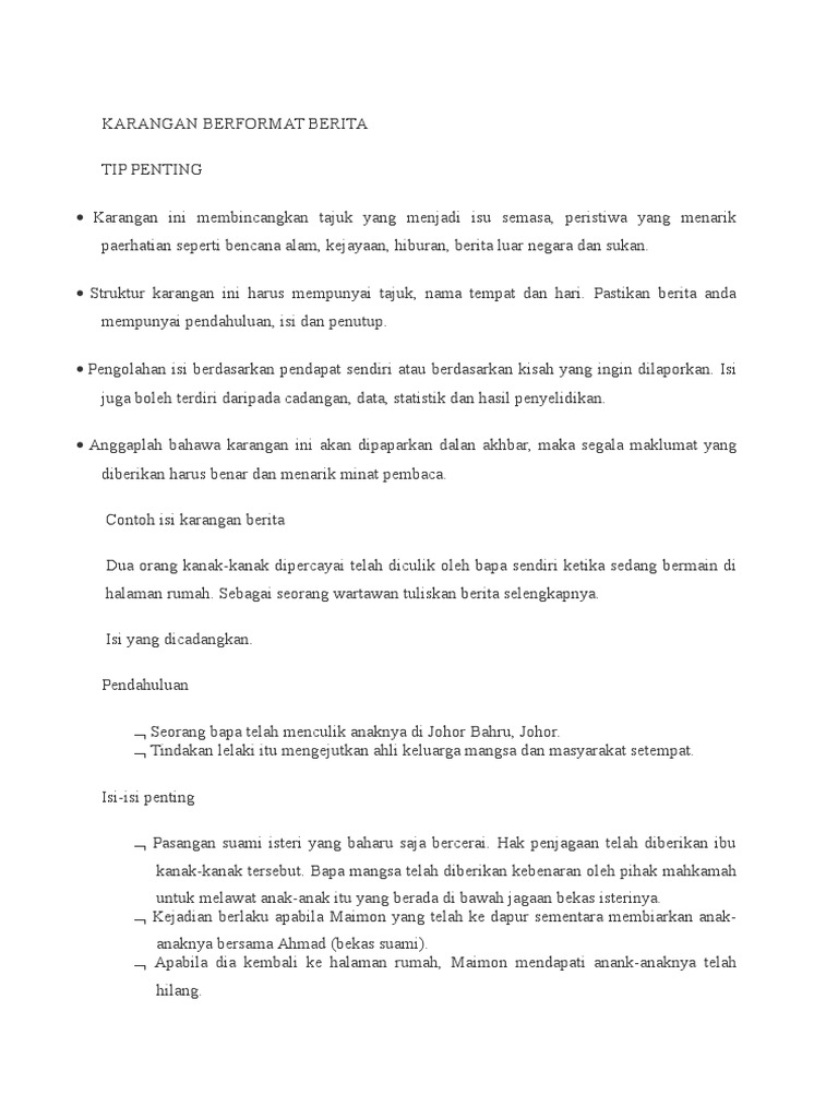 Contoh Karangan 2 Berita Pdf