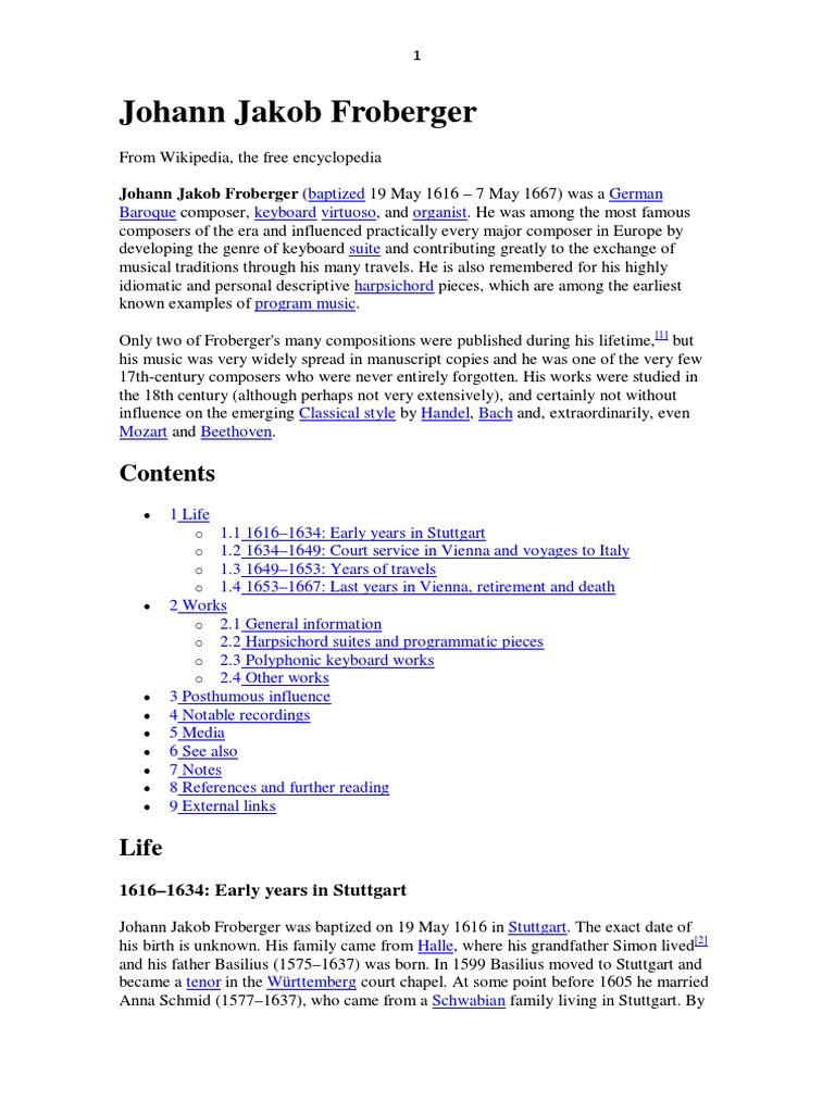 The Life and Influence of Johann Jakob Froberger: A Pioneering Composer ...