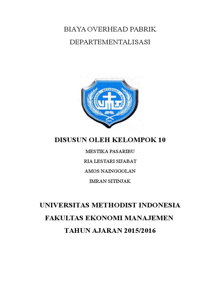 BIAYA OVERHEAD PABRIK DEPARTEMENTALISASI