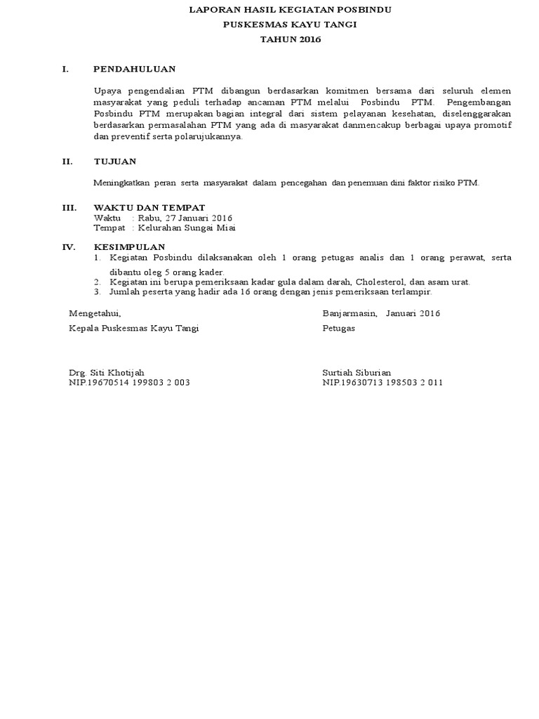 laporan posbindu
