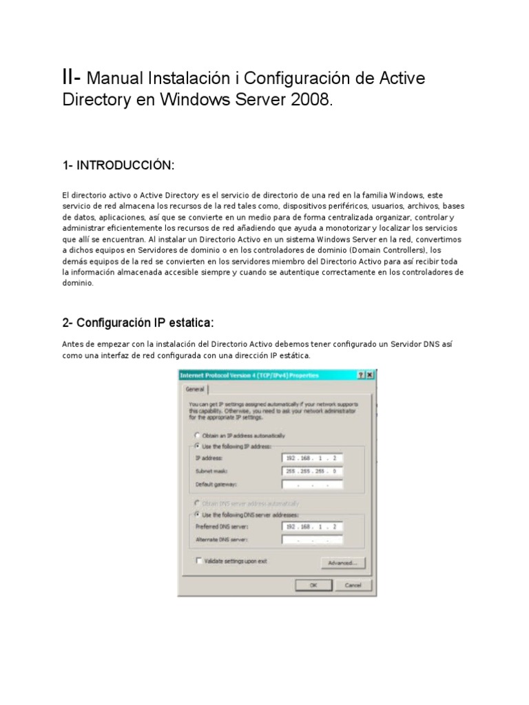 Configuración de Active Directory en Windows Server | PDF | Directorio ...