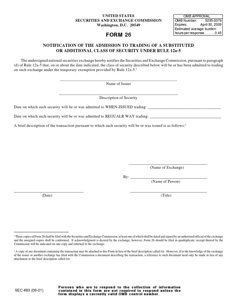 Form 26: Security Trading Notification | PDF | Securities (Finance) | U ...