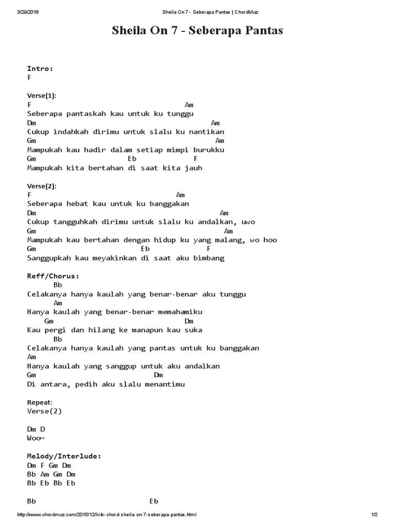 Sheila On 7 Seberapa Pantas ChordMuz PDF PDF