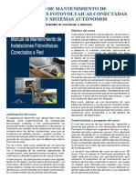 Curso de Mantenimiento de Instalaciones Fotovoltaicas Conectadas A La Red y Sistemas Autónomos (A Distancia)