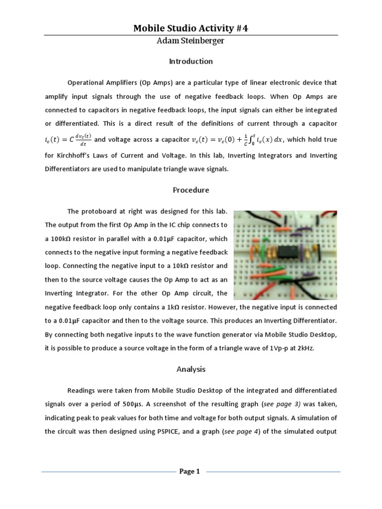 Mobile Studio Activity 4 Report | PDF | Operational Amplifier | Amplifier