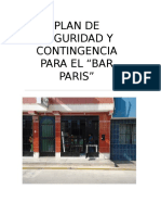 Plan de Seguridad y Contingencia para El Bar Paris