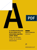 La Institucionalizacion de Letras en La Universidad Argentina (1945-2010)