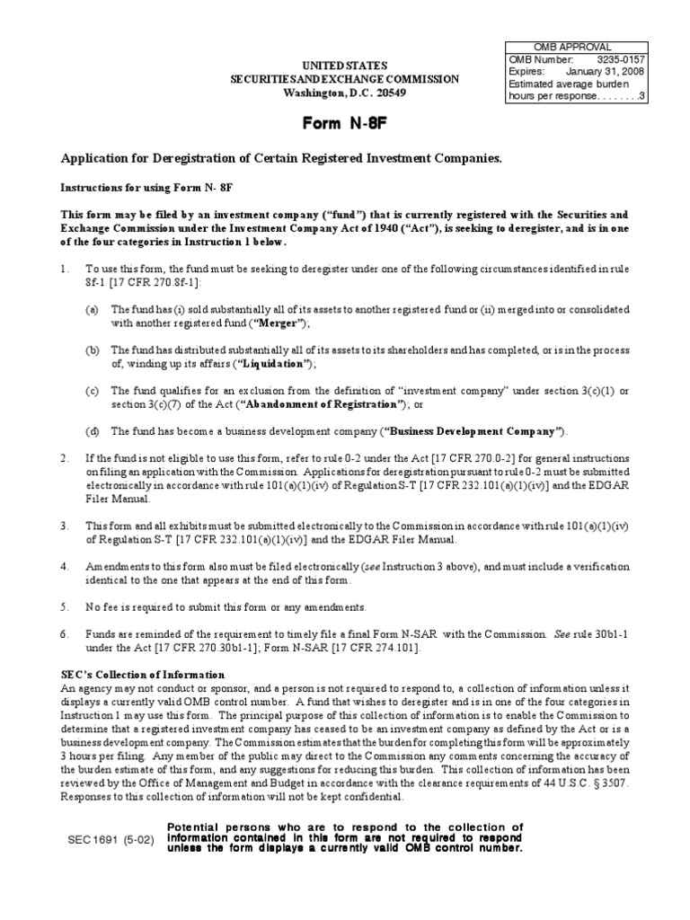 Securities and Exchange Commission (SEC) - Formn-8f | PDF | Expense ...