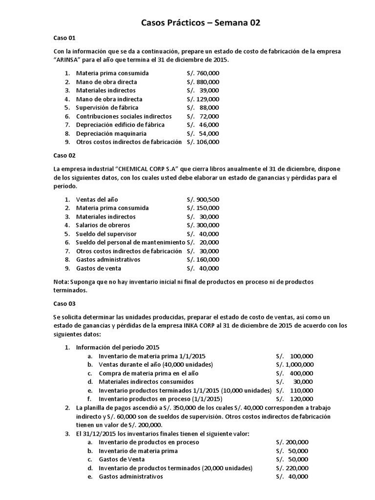 Ejercicios de Contabilidad de Costos Resueltos | PDF | Inventario ...