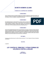 Ley Contra El Femicidio de Guatemala DECRETO DEL CONGRESO 22-2008