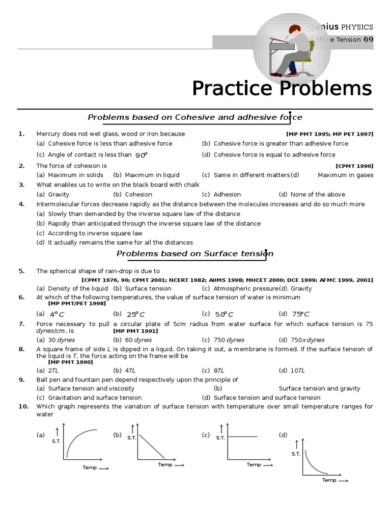 09 Surface Tension Practice Problem (1) Surface Tension Drop (Liquid)