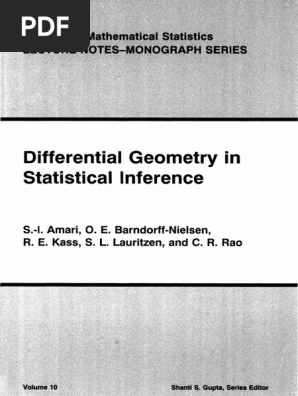 【ラッピング無料】 Differential Geometry in Statistical Inference | PDF 洋書