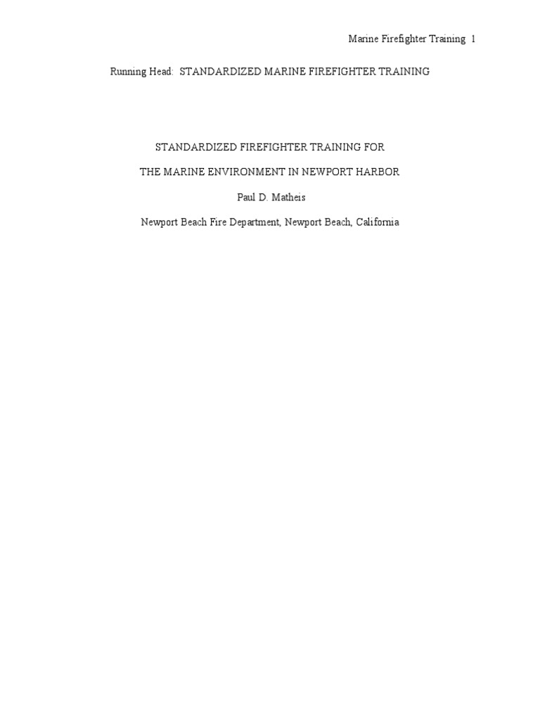 Marine Firefighter Training Standards | PDF | Firefighter ...
