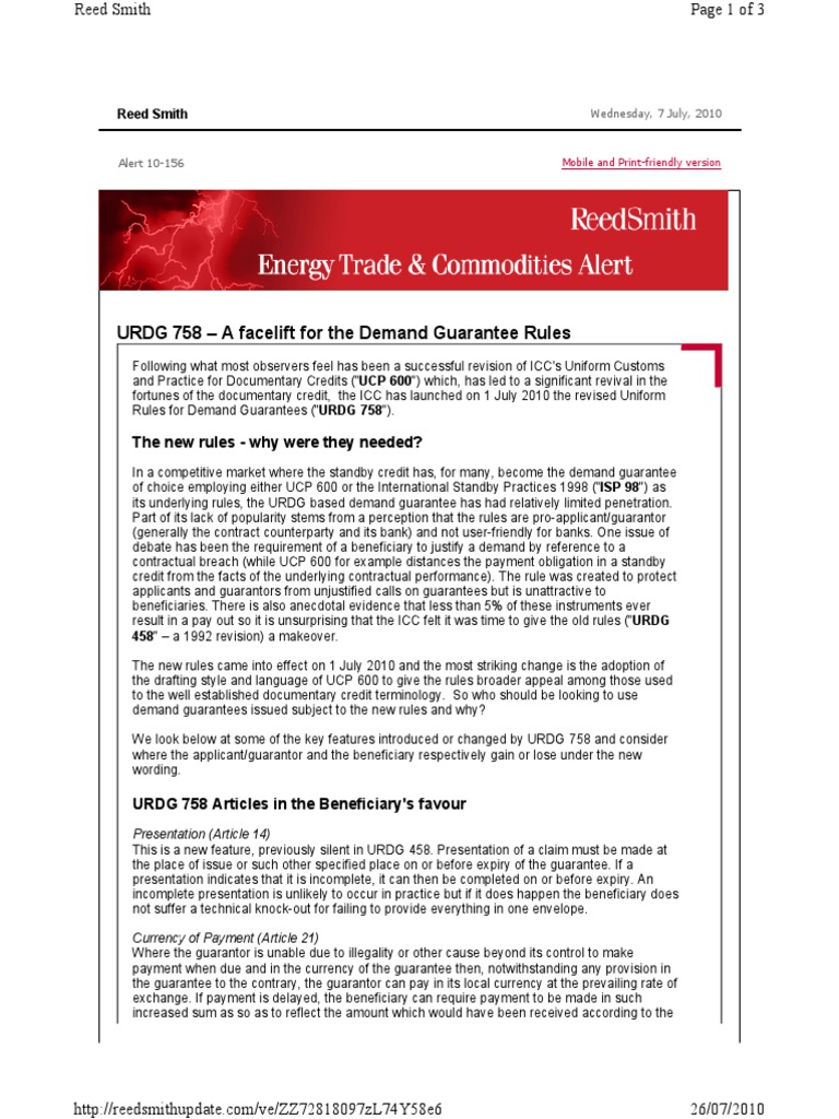 URDG 758: Key Changes and Impacts | PDF | Social Institutions | Social ...