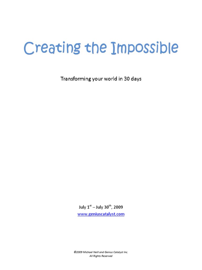 Creating The Impossible - Workbook | PDF