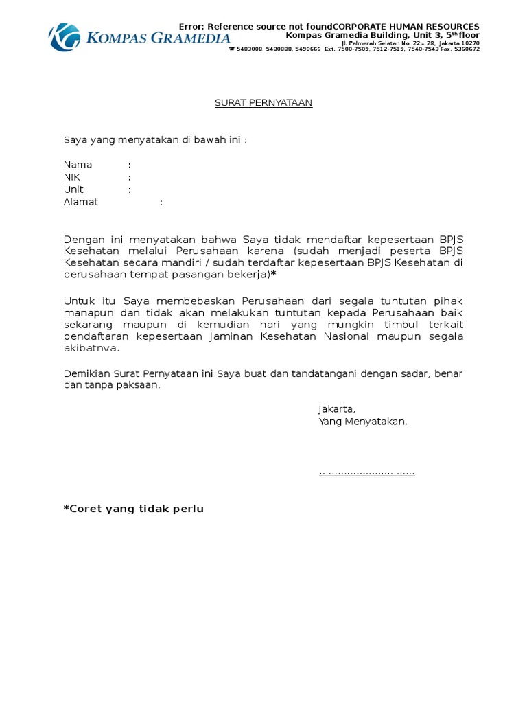 Contoh Surat Pendaftaran Peserta