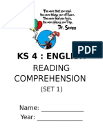 KS4 Comprehension Sheet