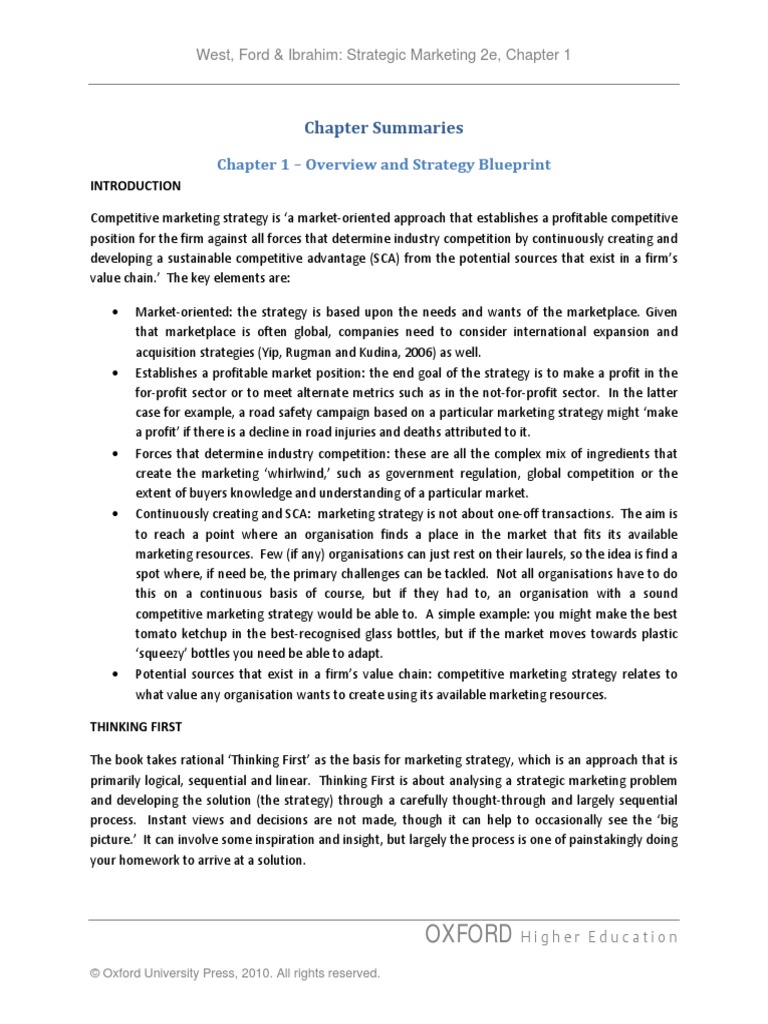 Chptrsummary ch01 PDF | PDF | Marketing Strategy | Strategic Management