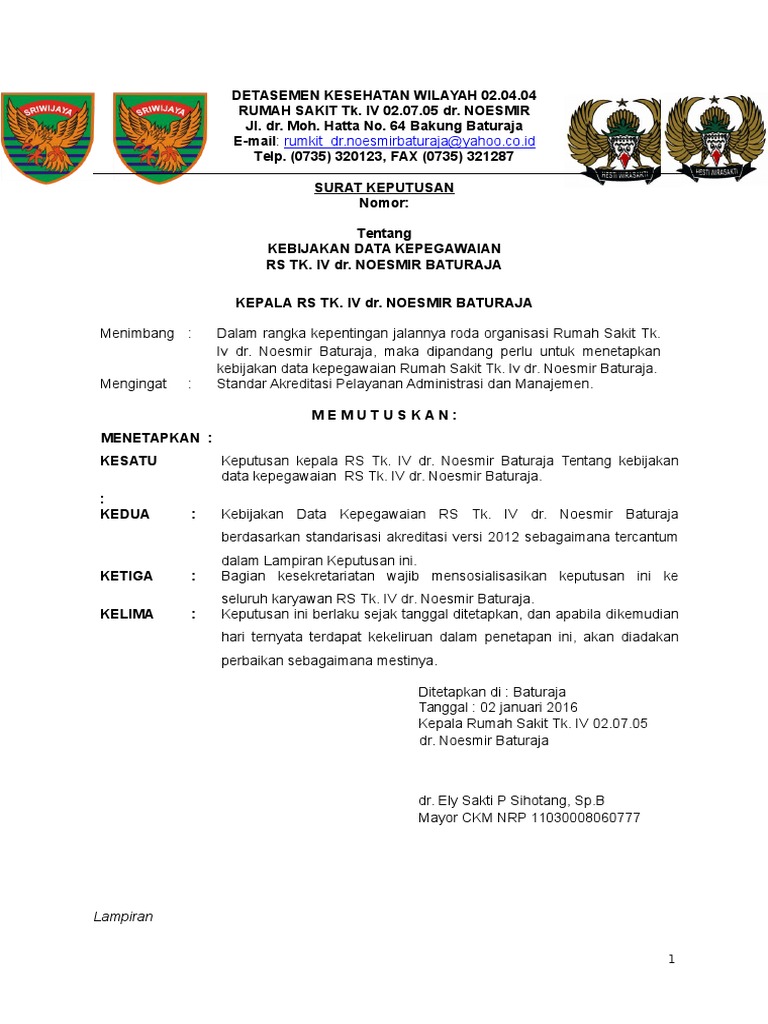 SK Kebijakan File Kepegawaian | PDF