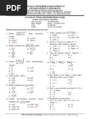 Soal Matematika Wajib Kelas 10 Ilmu Soal