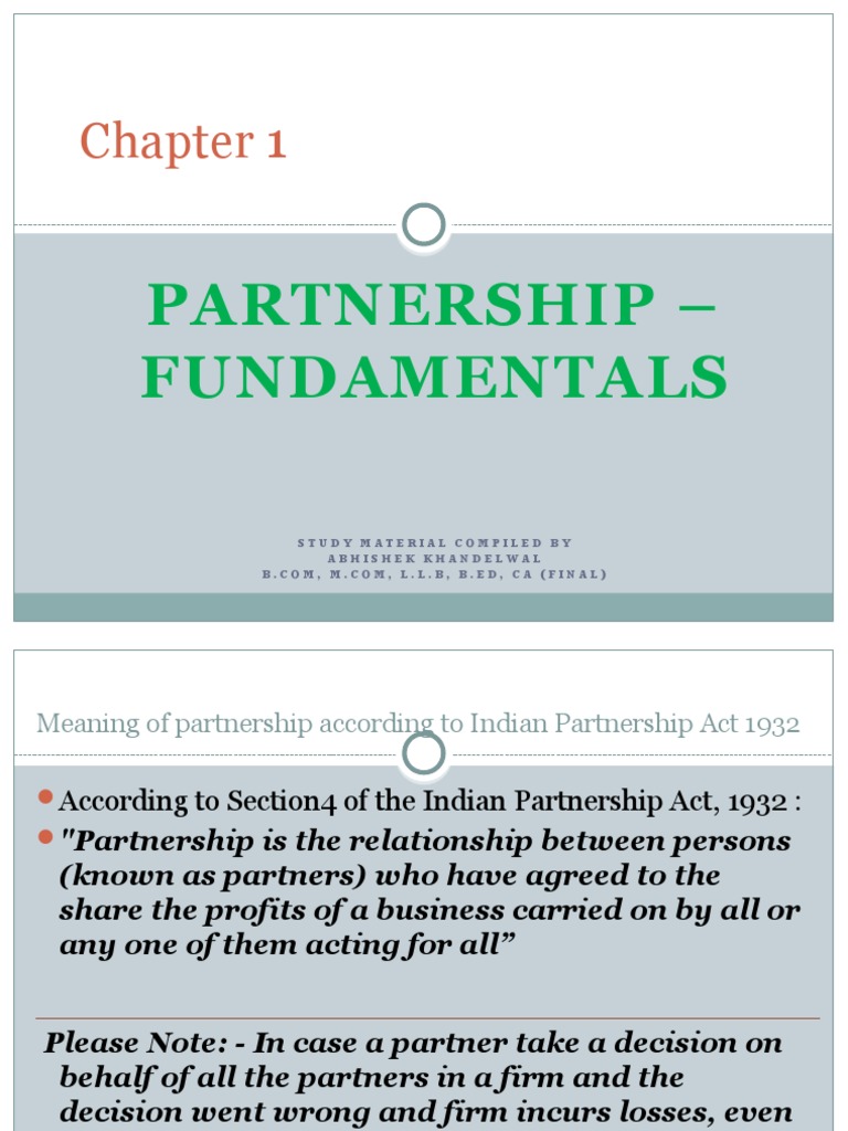 Partnership Fundamentals Partnership Debits And Credits