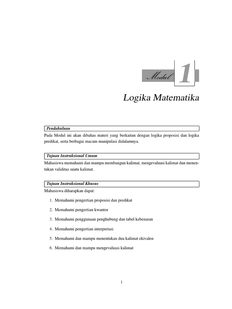Modul 1 Logika Matematika | PDF