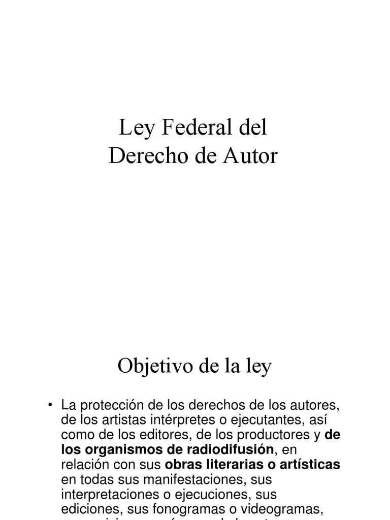 Ley Federal Del Derecho De Autor Federal Artículo 5O. – SJDBG