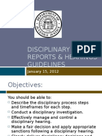 Disciplinary Reports & Hearings Guidelines: January 15, 2012