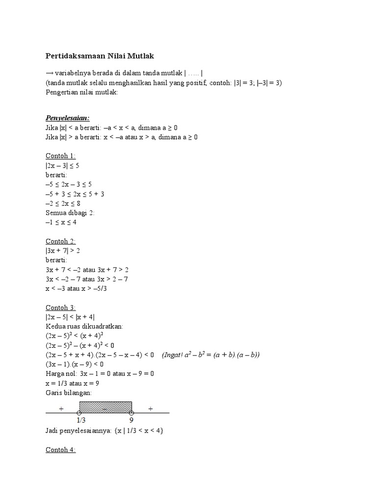 Pertidaksamaan Nilai Mutlak