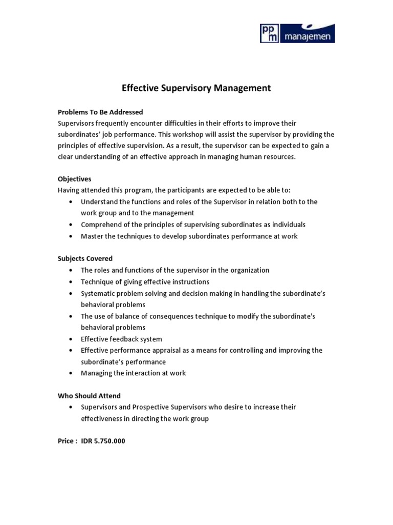Effective Supervisory Management Training | PDF | Competence (Human ...