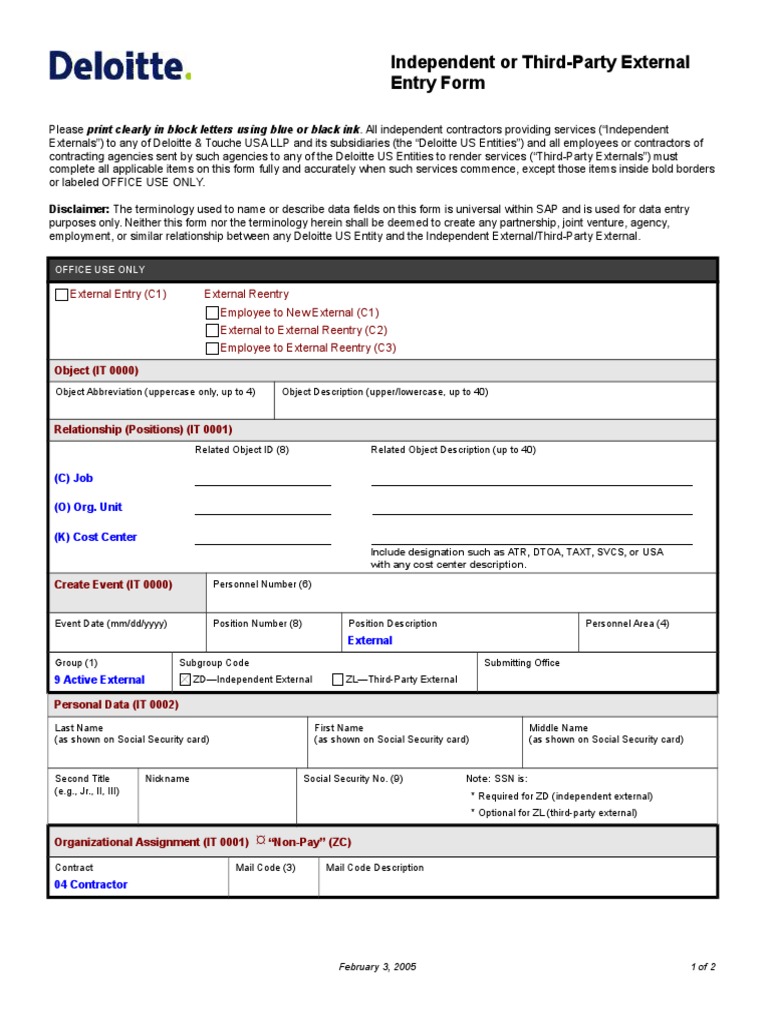Independent Contractor Entry Form | PDF