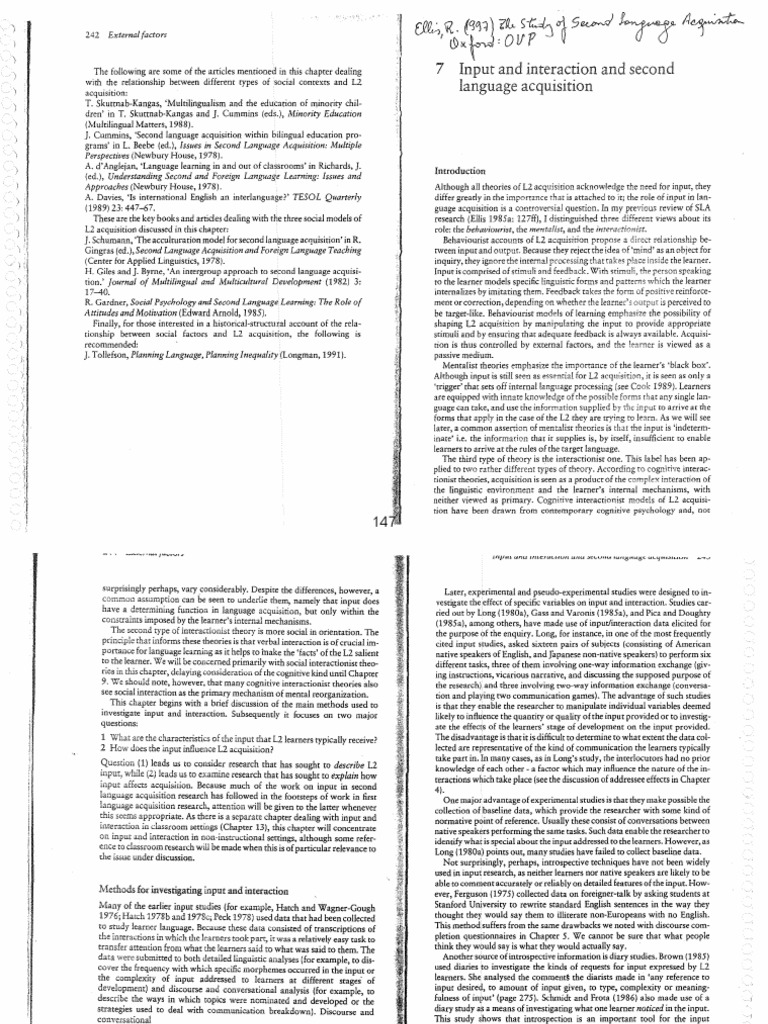 Input and Interaction in L2 Acquisition | PDF | Second Language ...