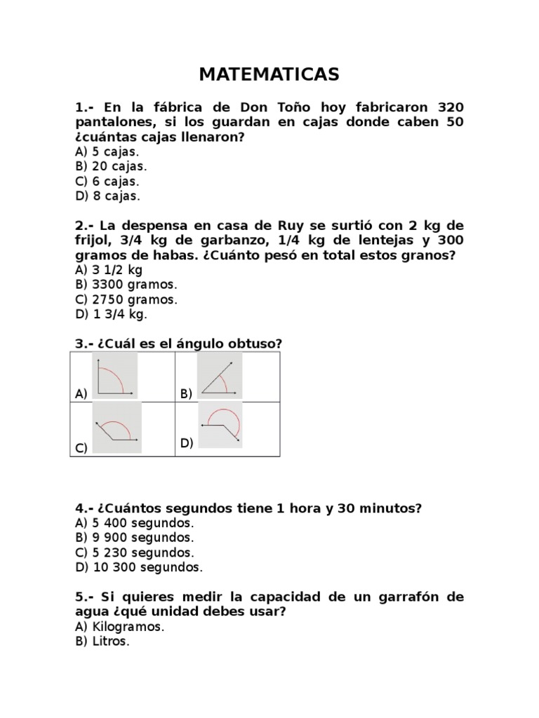 4.- ¿Cuántos segundos tiene 1 hora y 30 minutos? 