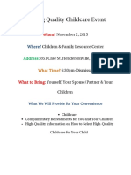 Finding Quality Childcare Event: When?