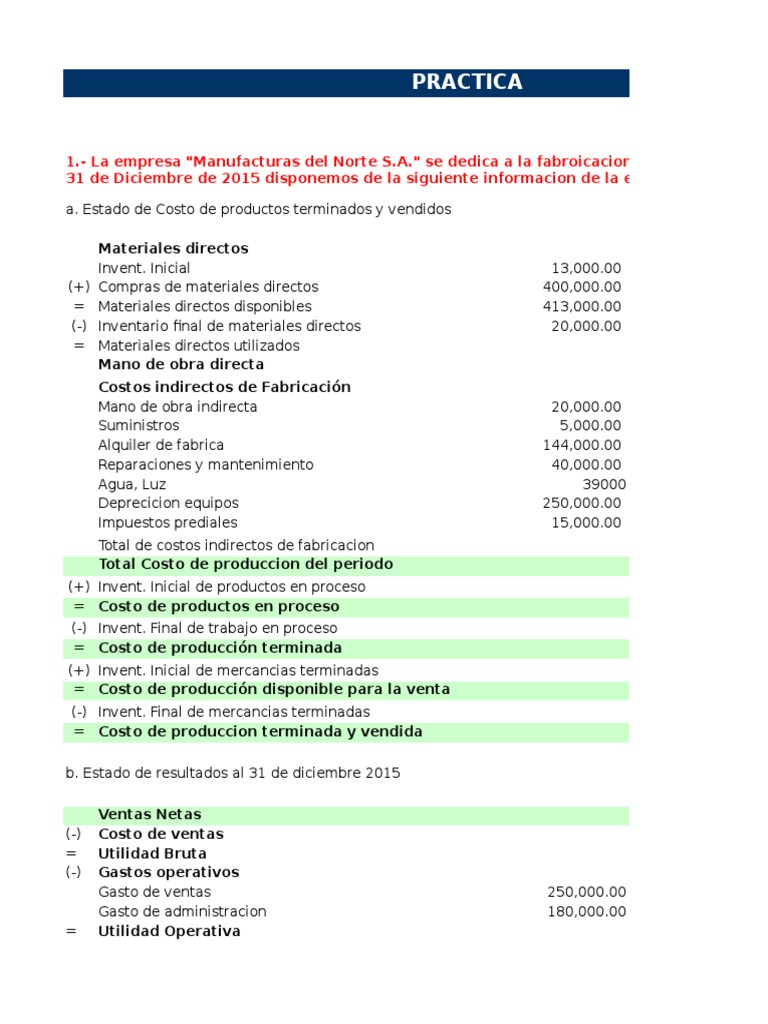 Ejercicios de Contabilidad de Costos | PDF | Costo | Estado de resultados
